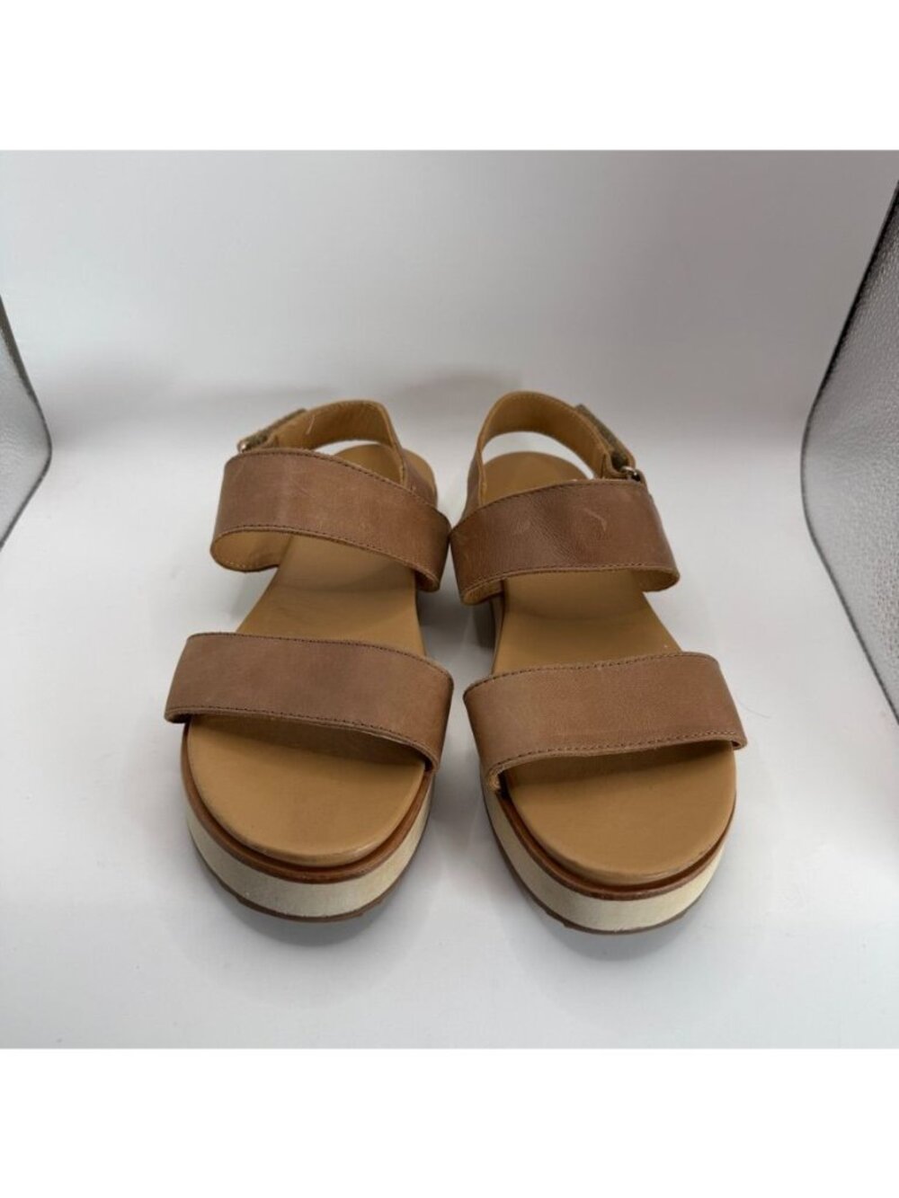Nisolo Womens Leather Platform Sandals Size 7 Tan Adjustable Straps Rubber Sole